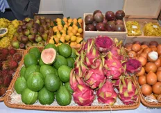 Selection of different tropical and exotic fruits make for a colorful picture.